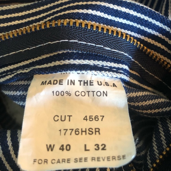 Vtg USA Works Sz 40x31 Railroad Stripe Adjustable Strap Carpenter Bib Overalls - Picture 3 of 8